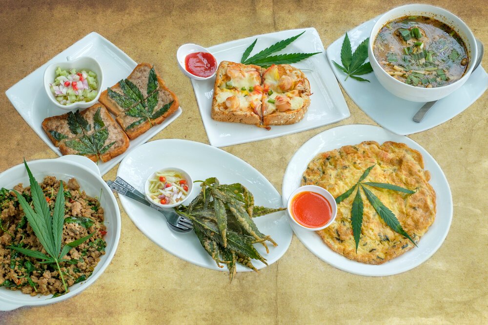 Culinary Cannabis. Food displayed prepared with Cannabis.