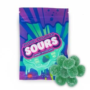 SOUR BLUE RASPBERRY SHATTER CHEWS – 3000MG INDICA